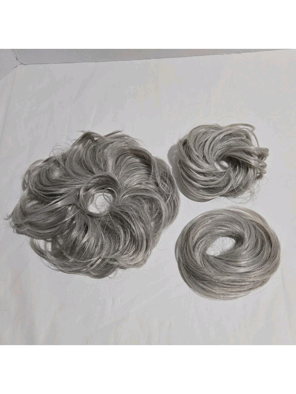 Set of 3 Ponytail Messy Bun Gray Hair Piece Wiglet Extension